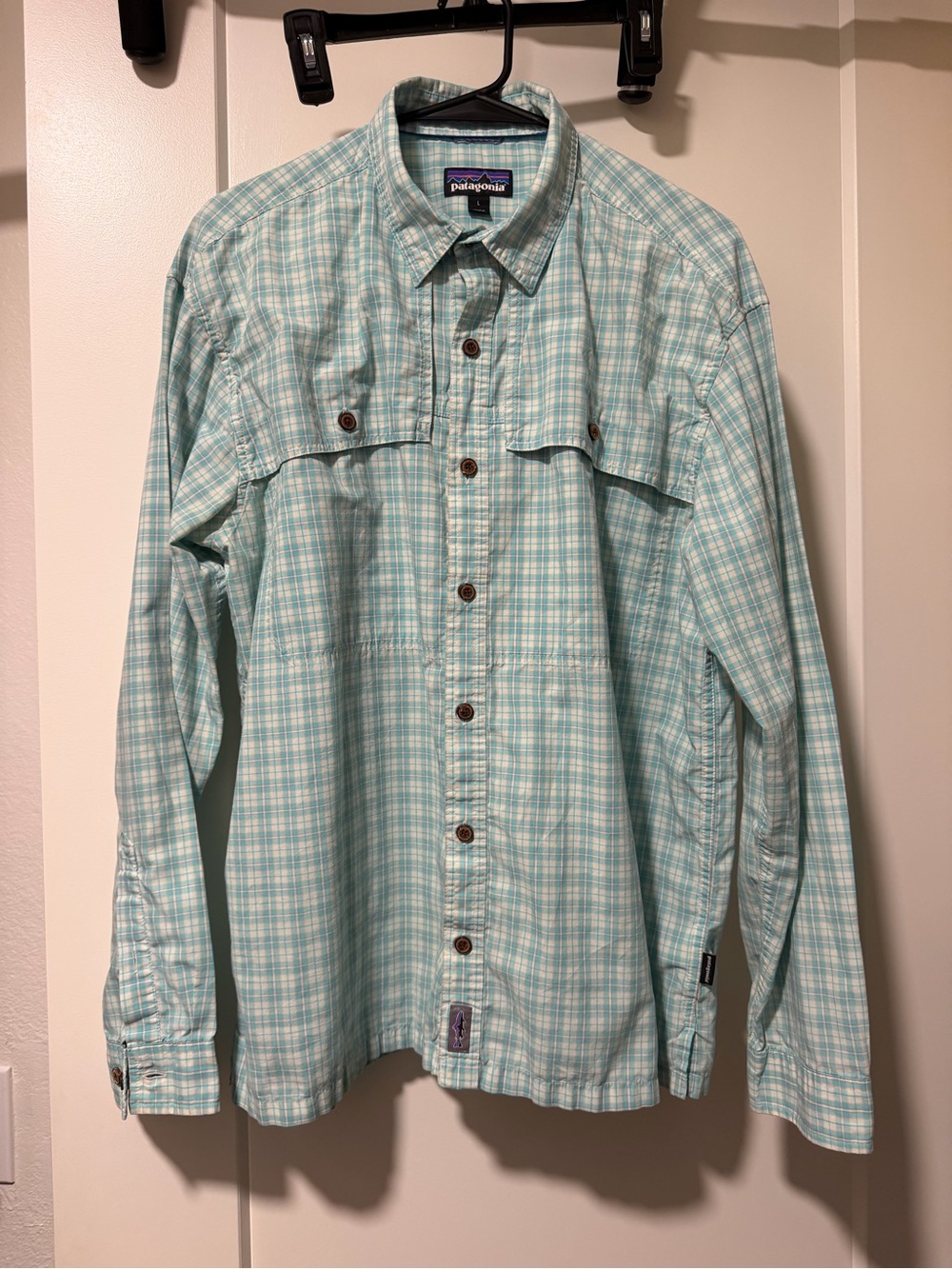 Patagonia Mint Green Plaid Long-Sleeve Button-Down Shirt